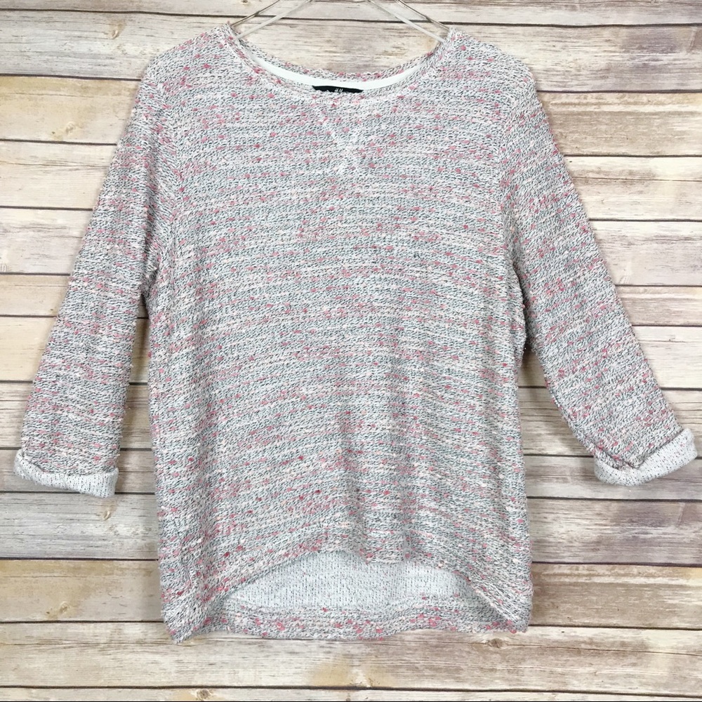 H&M | Terry Tweed-style Gray and Pink Sweater